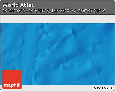 Physical 3D Map of the Area around 13° 24' 15" S, 169° 4' 29" W