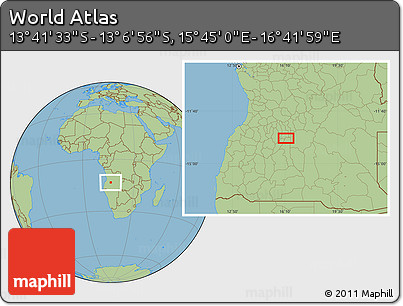 Savanna Style Location Map of the Area around 13° 24' 15" S, 16° 13' 30" E