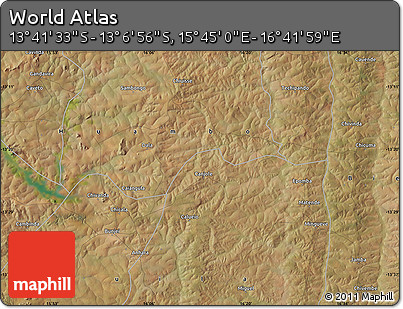 Satellite Map of the Area around 13° 24' 15" S, 16° 13' 30" E