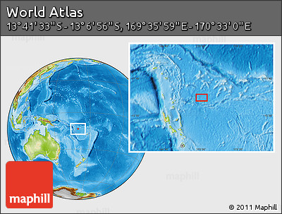 Physical Location Map of the Area around 13° 24' 15" S, 170° 4' 29" E