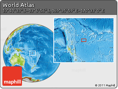 Physical Location Map of the Area around 13° 24' 15" S, 170° 4' 29" E