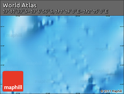 Shaded Relief Map of the Area around 13° 24' 15" S, 171° 46' 30" E