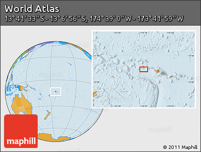 Political Location Map of the Area around 13° 24' 15" S, 174° 10' 30" W