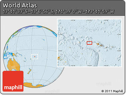 Political Location Map of the Area around 13° 24' 15" S, 174° 10' 30" W