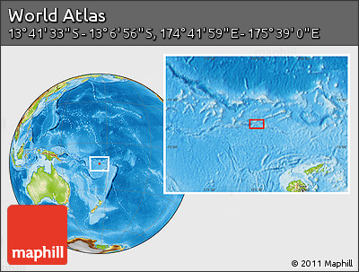 Physical Location Map of the Area around 13° 24' 15" S, 175° 10' 30" E
