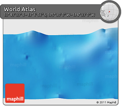 Shaded Relief 3D Map of the Area around 13° 24' 15" S, 175° 1' 30" W