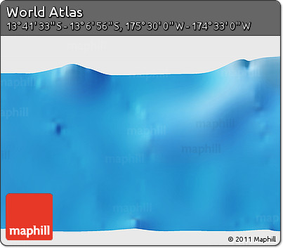 Shaded Relief 3D Map of the Area around 13° 24' 15" S, 175° 1' 30" W