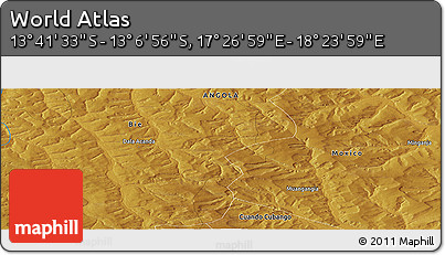 Physical Panoramic Map of the Area around 13° 24' 15" S, 17° 55' 29" E