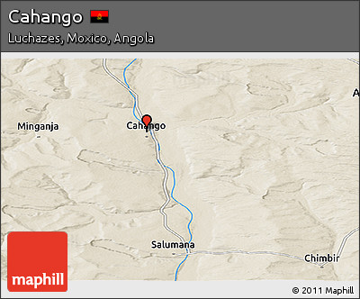 Shaded Relief Panoramic Map of Cahango