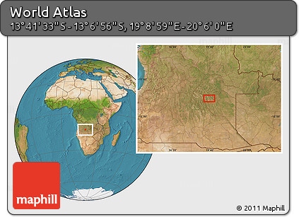 Satellite Location Map of the Area around 13° 24' 15" S, 19° 37' 30" E