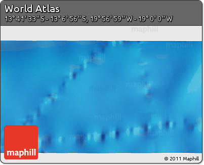 Physical 3D Map of the Area around 13° 24' 15" S, 19° 28' 30" W