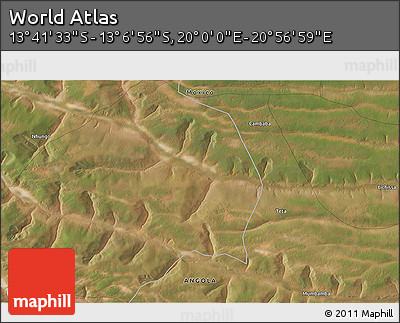Satellite 3D Map of the Area around 13° 24' 15" S, 20° 28' 30" E