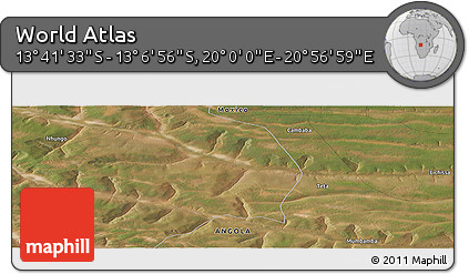 Satellite Panoramic Map of the Area around 13° 24' 15" S, 20° 28' 30" E