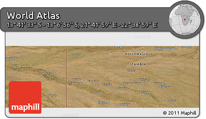 Satellite Panoramic Map of the Area around 13° 24' 15" S, 22° 10' 29" E