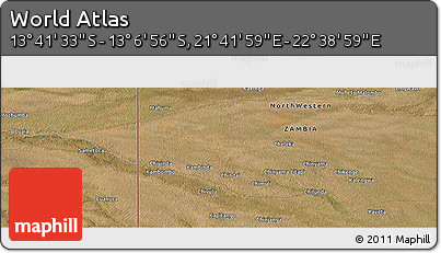 Satellite Panoramic Map of the Area around 13° 24' 15" S, 22° 10' 29" E