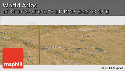 Satellite Panoramic Map of the Area around 13° 24' 15" S, 22° 10' 29" E