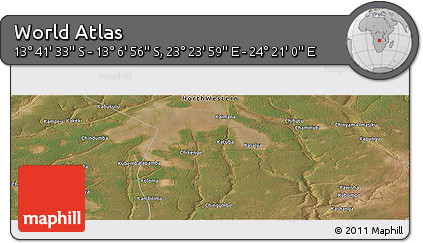 Satellite Panoramic Map of the Area around 13° 24' 15" S, 23° 52' 30" E