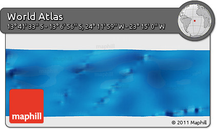 Shaded Relief Panoramic Map of the Area around 13° 24' 15" S, 23° 43' 30" W
