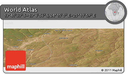 Satellite Panoramic Map of the Area around 13° 24' 15" S, 24° 43' 30" E