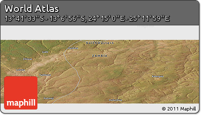 Satellite Panoramic Map of the Area around 13° 24' 15" S, 24° 43' 30" E