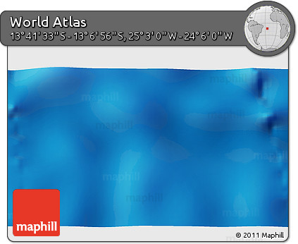 Physical 3D Map of the Area around 13° 24' 15" S, 24° 34' 30" W