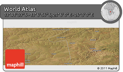 Satellite Panoramic Map of the Area around 13° 24' 15" S, 25° 34' 30" E