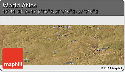 Satellite Panoramic Map of the Area around 13° 24' 15" S, 25° 34' 30" E
