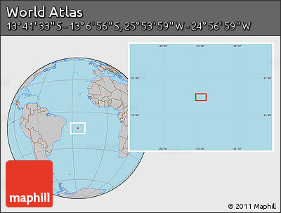 Gray Location Map of the Area around 13° 24' 15" S, 25° 25' 29" W