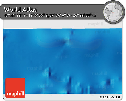 Physical 3D Map of the Area around 13° 24' 15" S, 27° 7' 30" W
