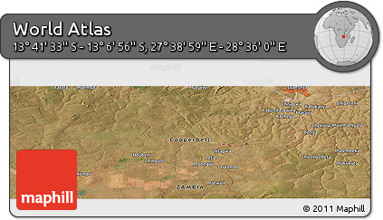 Satellite Panoramic Map of the Area around 13° 24' 15" S, 28° 7' 30" E