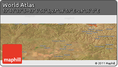 Satellite Panoramic Map of the Area around 13° 24' 15" S, 28° 7' 30" E