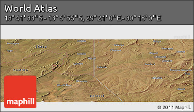 Satellite Panoramic Map of the Area around 13° 24' 15" S, 29° 49' 30" E