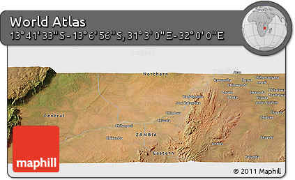 Satellite Panoramic Map of the Area around 13° 24' 15" S, 31° 31' 29" E