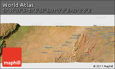 Satellite Panoramic Map of the Area around 13° 24' 15" S, 31° 31' 29" E