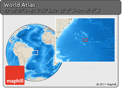 Shaded Relief Location Map of the Area around 13° 24' 15" S, 32° 13' 30" W