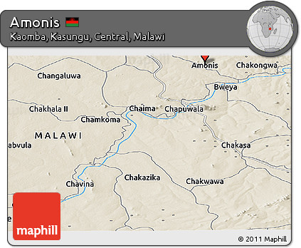 Shaded Relief Panoramic Map of Amonis
