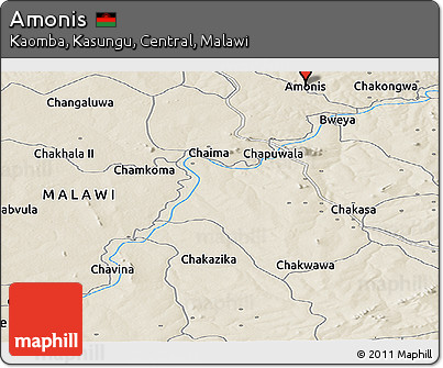 Shaded Relief Panoramic Map of Amonis