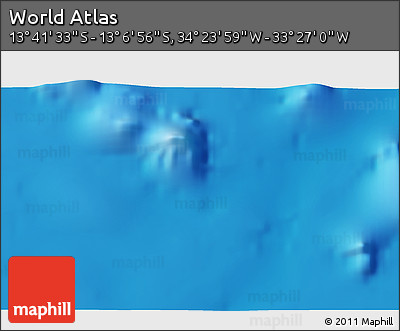 Physical 3D Map of the Area around 13° 24' 15" S, 33° 55' 29" W