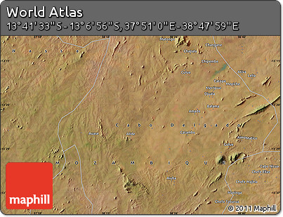 Satellite Map of the Area around 13° 24' 15" S, 38° 19' 30" E