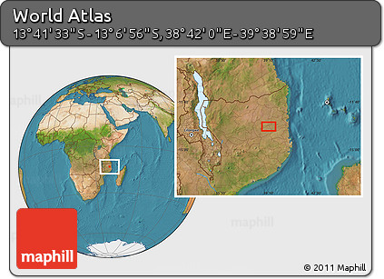 Satellite Location Map of the Area around 13° 24' 15" S, 39° 10' 29" E