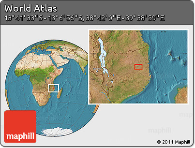 Satellite Location Map of the Area around 13° 24' 15" S, 39° 10' 29" E