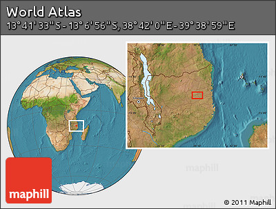 Satellite Location Map of the Area around 13° 24' 15" S, 39° 10' 29" E