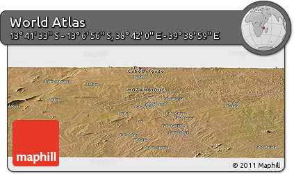 Satellite Panoramic Map of the Area around 13° 24' 15" S, 39° 10' 29" E
