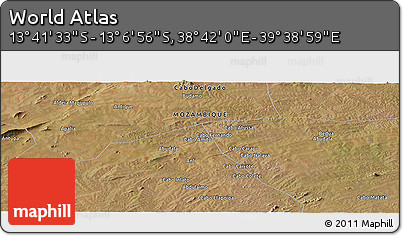 Satellite Panoramic Map of the Area around 13° 24' 15" S, 39° 10' 29" E