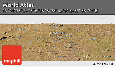 Satellite Panoramic Map of the Area around 13° 24' 15" S, 39° 10' 29" E