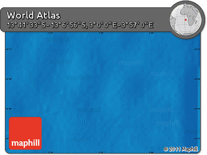 Physical Map of the Area around 13° 24' 15" S, 3° 28' 30" E