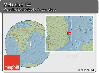 Savanna Style Location Map of Metodué, hill shading