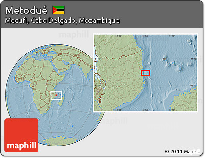 Savanna Style Location Map of Metodué, hill shading