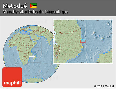 Savanna Style Location Map of Metodué, hill shading