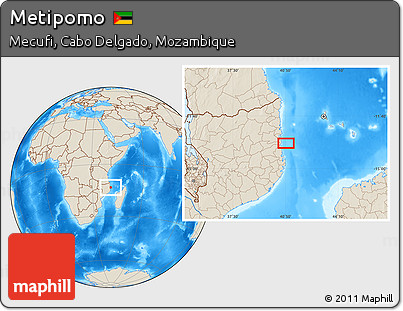 Shaded Relief Location Map of Metipomo